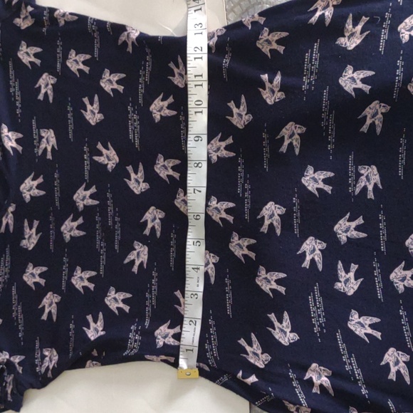 Next deep v cap sleeve navy & pink bird dress size US 6 - Picture 8 of 11